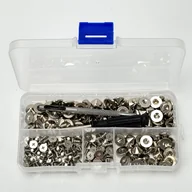 Rękodzieło - TEMU 100 Zestawów Srebrnych Kolczyków Stożkowych i Szpilek, 4.7mm/3/16" Pistoletowe Szpilki z Wkrętami do Ubrań, Butów, Skóry, Pasów i Toreb z - miniaturka - grafika 1