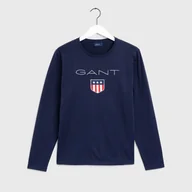 Koszulki męskie - Męska Koszulka z długim rękawem GANT SHIELD LS T-SHIRT 2004006.433 – Niebieski - miniaturka - grafika 1