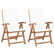 Fotele i krzesła ogrodowe - vidaXL Rozkładane krzesła ogrodowe z poduszkami, 2 szt., drewno tekowe - miniaturka - grafika 1
