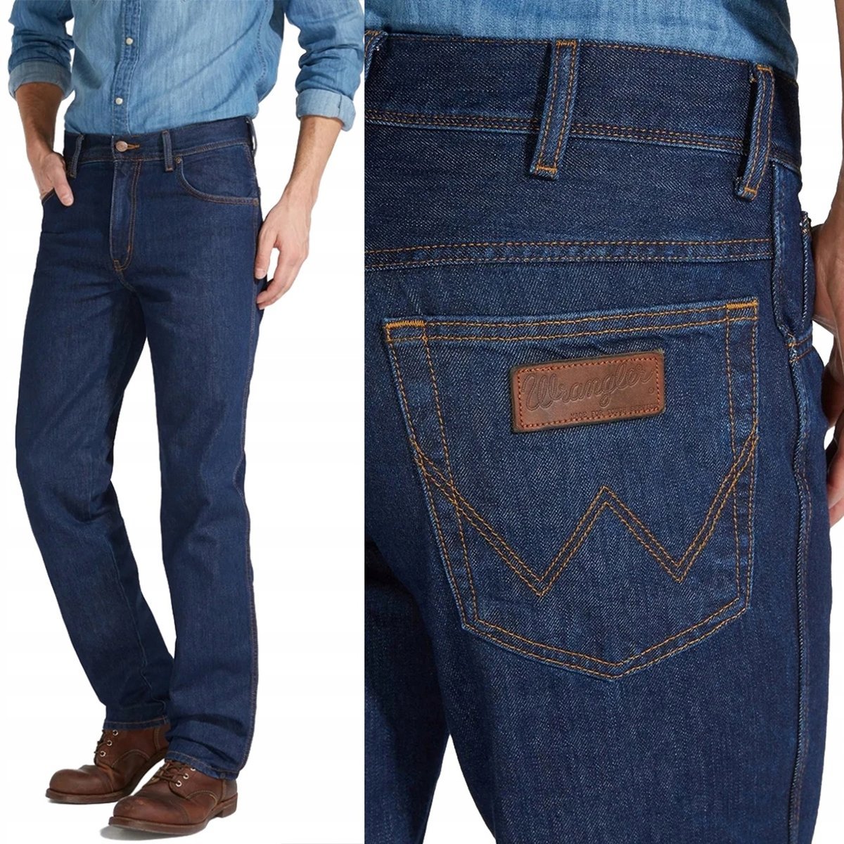 Wrangler TEXAS Darkstone KLASYCZNE PROSTE GRANATOWY DżINS W38 L36