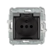 Gniazdka elektryczne - Karlik Gniazdo pojedyncze z uziemieniem IP44 szary 27MGPB-1zdp - miniaturka - grafika 1