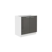 Szafki kuchenne - Szafka Dolna Stojąca 2 Drzwi 80 D 2F Lara Grafit Połysk Stolarz Lempert Grafit, Biały - miniaturka - grafika 1