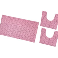 Dywaniki łazienkowe - Dywanik łazienkowy 3D Miękki Spleciony Chłonny Antypoślizgowy Zmywalny Dywanik Nocny Zestaw 3-Częściowy Różowy - miniaturka - grafika 1