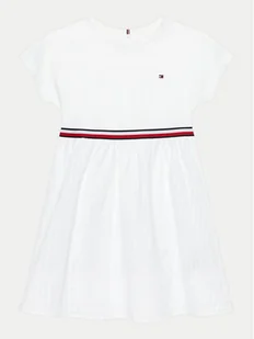 Tommy Hilfiger Sukienka codzienna Global Stripe KG0KG07925 D Biały Regular Fit - Sukienki i spódniczki dla dziewczynek - miniaturka - grafika 1
