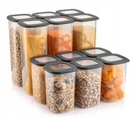 Pojemniki kuchenne - CRALEX TOSCA GRAFIT ANTRACYT ZESTAW 12 POJEMNIKÓW NA ŻYWNOŚĆ 6x 2l/6x 1,2L - miniaturka - grafika 1