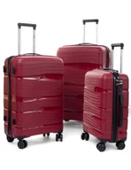 Walizki - Zestaw walizek 3w1 POLIPROPYLEN PP3 BORDOWY - miniaturka - grafika 1
