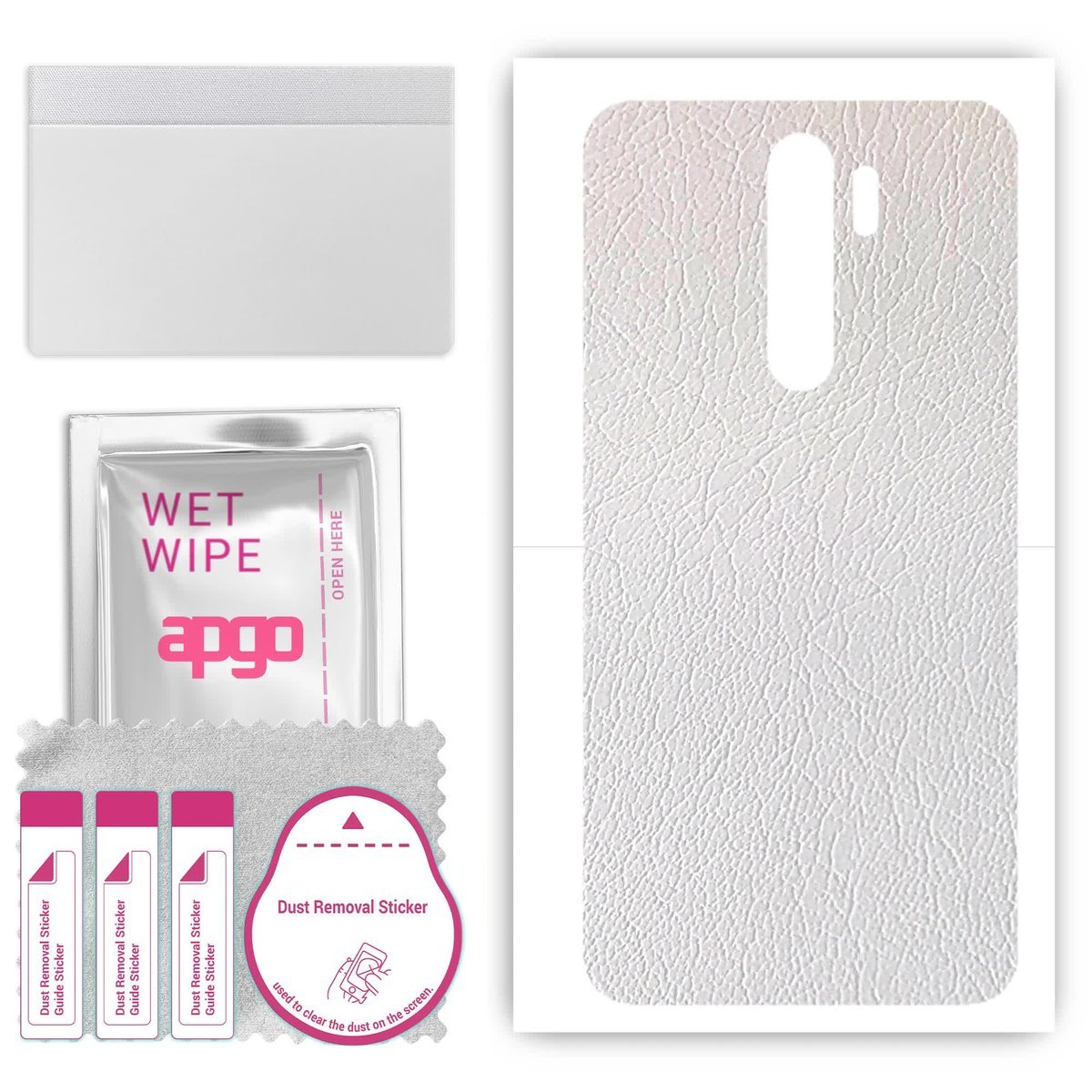 Folia naklejka skórka strukturalna na TYŁ do Xiaomi Redmi Note 8 Pro - Skóra Biała - apgo SKINS