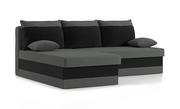 Narożnik Deli z Funkcją Spania Łóżko Rogówka Sofa, Szary-Czarny