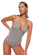 Stroje kąpielowe - Trendyol Damski strój kąpielowy z dzianiny z nadrukiem zwierzęcym, bardzo kolorowy, 34, Bardzo kolorowy, 38 - miniaturka - grafika 1