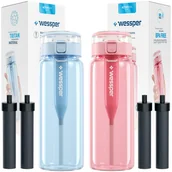 Butelki filtrujące - 2x Butelka filtrująca Wessper Clarti 0,68l niebieska + różowa + 4x Filtr - miniaturka - grafika 1