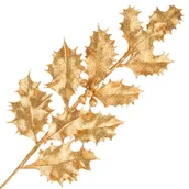 Ozdoby bożonarodzeniowe - Gałązka Ostrokrzew Brokatowa Złoto - miniaturka - grafika 1