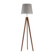Lampy stojące - Lampa podłogowa na 3 drewnianych nogach w stylu skandynawskim ARUBA VELUR - kolor abażura: szary - miniaturka - grafika 1