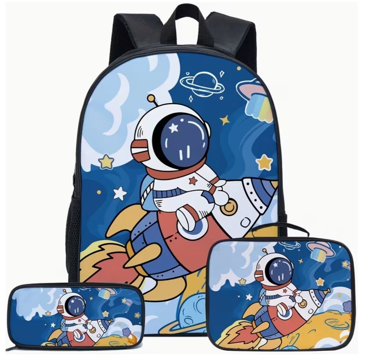 Zestaw szkolny Astronauta w Kosmosie Plecak+Lunch Box+Piórnik (kolor niebieski) Kosmiczna Strefa