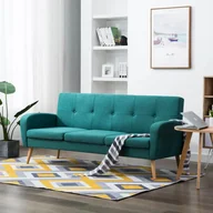 Sofy i kanapy - vidaXL 3-osobowa sofa tapicerowana tkaniną, zielona - miniaturka - grafika 1