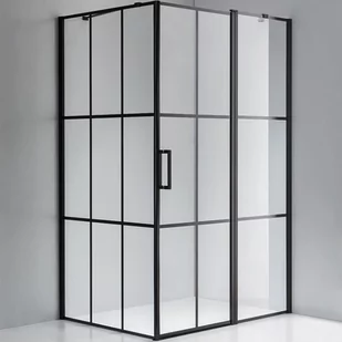 Hydrosan Czarna prostokątna kabina prysznicowa 100x90 drzwi uchylne BS03A - Kabiny prysznicowe - miniaturka - grafika 1