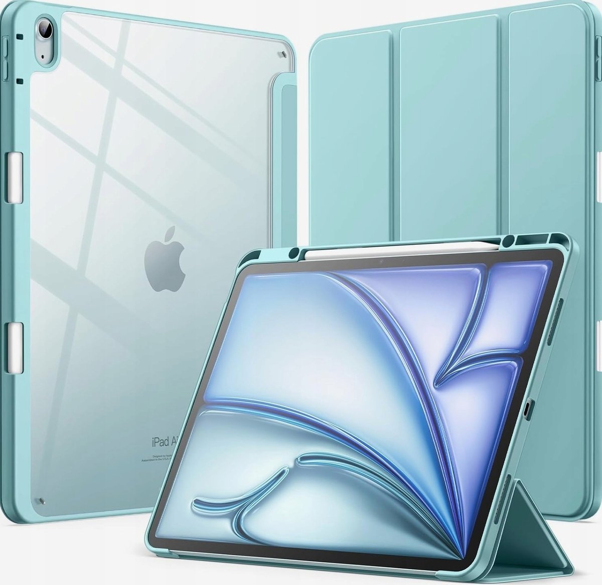 JETech Etui dla iPad Air 13 Cala M4/M3/M2 (2026/2025/2024) z Pencil Uchwyt, Przejaśniać Przezroczyste Tylna Skorupa Smukłą Podstawkę Odporny na Wstr..