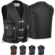 Odzież motocyklowa - German Wear Skórzana kamizelka motocyklowa, na karabińczyk, rozmiar M, czarna - miniaturka - grafika 1