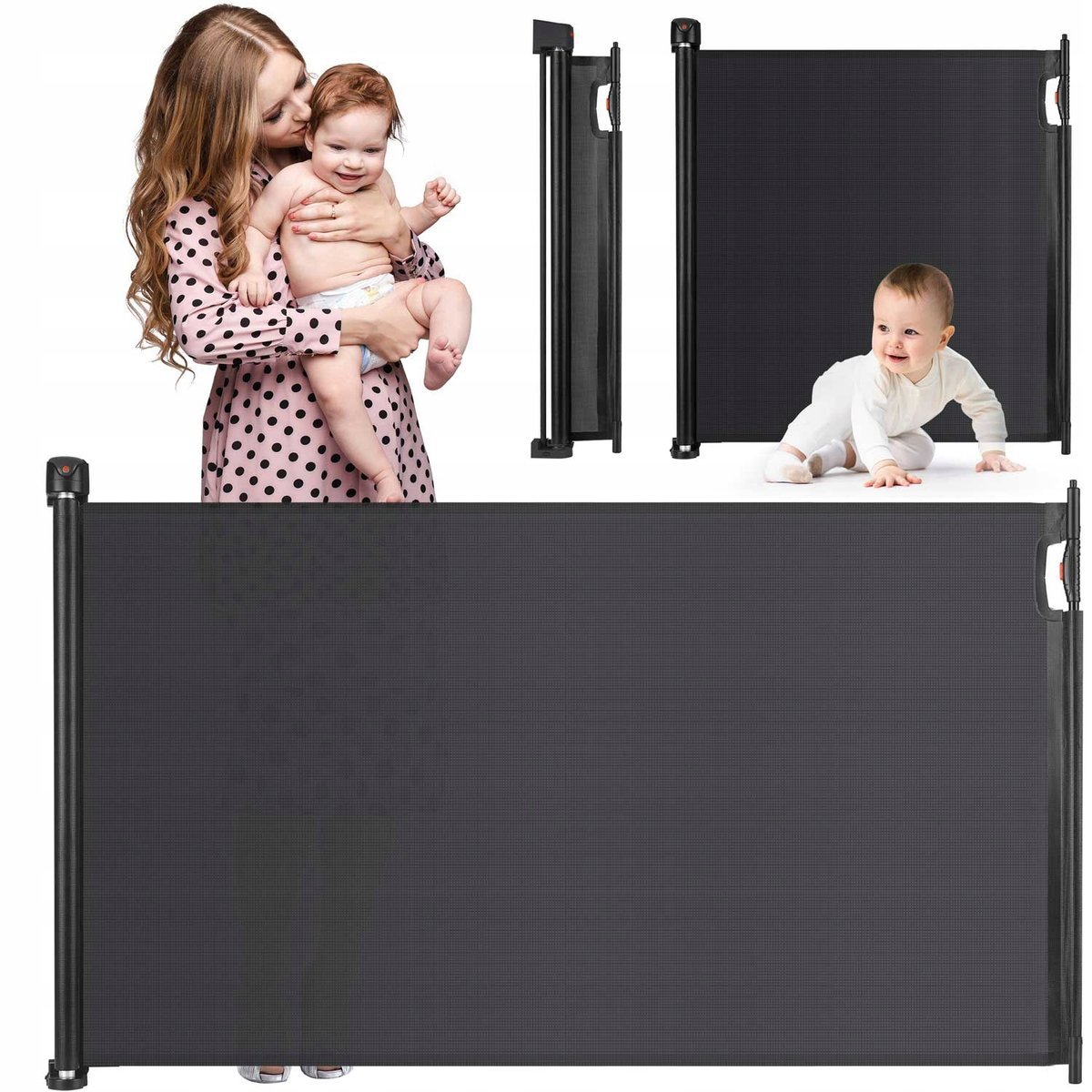 BRAMKA ZABEZPIECZAJĄCA ROZWIJANA 180 cm barierka na schody CZARNA