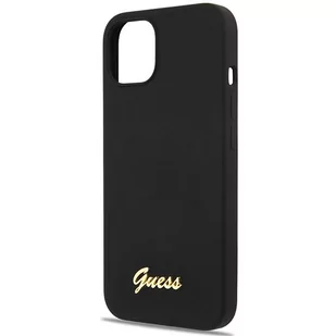 Guess GUHCP13MLSLMGBK iPhone 13 6,1" black/czarny hardcase Silicone Script Gold Logo - Etui i futerały do telefonów - miniaturka - grafika 4
