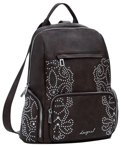 Desigual Back_Poker, Akcesoria PU Backpack Mini Women, Medium, Brązowy brązowy, M