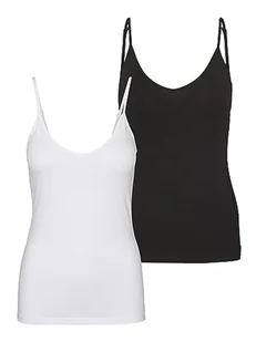 VERO MODA Damski tank top, Czarny/opakowanie: jasna biel, L - Koszulki i topy damskie - miniaturka - grafika 1