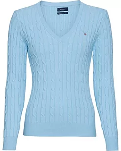 GANT Damski sweter bawełniany z dekoltem w serek, niebieski (Waterfall Blue), standardowy, niebieski (waterfall blue), XXL - Swetry damskie - miniaturka - grafika 1