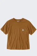 Koszulki sportowe damskie - Koszulka damska bawełniana z kieszonką Carhartt Lightweight Crewneck brązowy - miniaturka - grafika 1