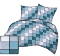 Pościel - Pościel z kory 160x200 wzór piknikowa krata turkusowa - miniaturka - grafika 1