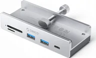 Huby USB - HUB montowany na zacisk input: USB-C / output: 2x USB-A 3.2 + 1x USB-C 3.2 + 1x SD&TF - srebrny - miniaturka - grafika 1