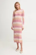 Sukienki - Pepe Jeans sukienka z domieszką wełny kolor różowy midi prosta PL9537713 - miniaturka - grafika 1