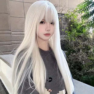 TEMU Unisex Wig Dla Każdego Dnia Z Długimi Prostymi Białymi Włosami I Powietrznymi Włosami, Idealny Do Uroczystych I Naturalnych Wyglądów Dla Młodych - Pozostałe akcesoria fryzjerskie - miniaturka - grafika 1