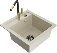 Zlewozmywaki z baterią - Mexen Vito zlewozmywak granitowy 1-komorowy z baterią kuchenną Flora, beżowy - 6503-69-670401-57-B - miniaturka - grafika 1