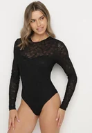 Body - Czarne Koronkowe Body z Długim Rękawem Esaressa - miniaturka - grafika 1