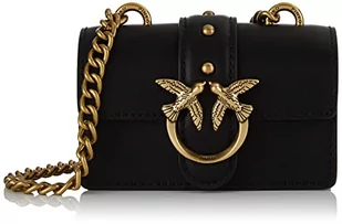 Pinko Damski Love Micro Simply jedwabna skóra cielęca akcesoria podróżne-portfel, Z99q_czarny-Antique Gold, U - Portfele - miniaturka - grafika 1