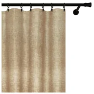 Zasłony - Voppi Beżowa zasłona dekoracyjna na żabki 140 x 230 cm zasłona okienna z materiału o wyglądzie lnu - miniaturka - grafika 1