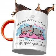 Kubki - Kubek Pomarańczowy Śmieszny Jestem Dobra W Łóżku z Nadrukiem ze Zdjęciem + Opakowanie na prezent (wzór 02) - miniaturka - grafika 1