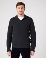 Swetry męskie - Wrangler Half Zip Knit Męski Sweter Klasyczny Rozpinany Logo Dark Grey W8D0Pjx06-4Xl - miniaturka - grafika 1