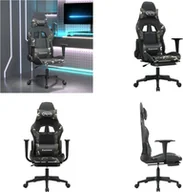 Fotele gamingowe - vidaXL Fotel gamingowy z podnóżkiem czarny i kamuflaż ze sztucznej skóry - Fotel gamingowy - Krzesła gamingowe - Fotel biurowy - Krzesło - miniaturka - grafika 1