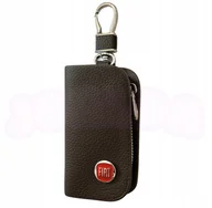 Etui na klucze - SKÓRZANE ETUI na klucze FIAT logo KLUCZYK brelok ELEGANCKI brąz - miniaturka - grafika 1