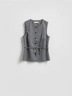 Marynarki i żakiety damskie - Reserved - Kamizelka z wiązaniem - ciemnoszary - miniaturka - grafika 1
