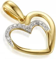 Wisiorki - Złota przywieszka 585 SERDUSZKO Z BRYLANTAMI 0,70g modny wzór na łańcuszek - miniaturka - grafika 1