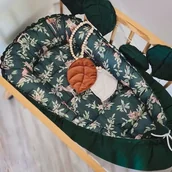 Kokony niemowlęce - Kokon Niemowlęcy Gniazdo Kojec Zielony Las Zwierzęta Bawełniany / Bajkowe Wnętrza - miniaturka - grafika 1