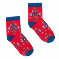 Skarpetki męskie - Damskie skarpetki w ludowy wzór czerwone - miniaturka - grafika 1