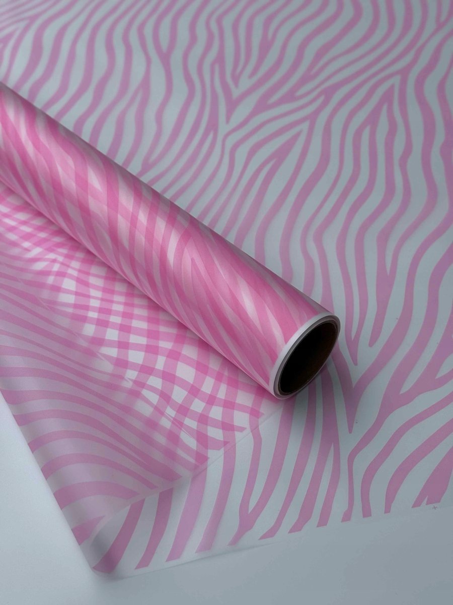 Folia matowa ze wzorem ZEBRA, Przezroczysty + różowy neon