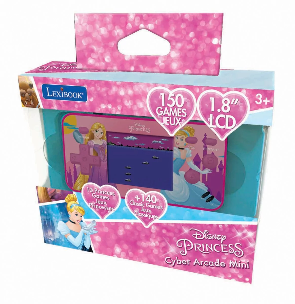 Lexibook, Konsola Podręczna Cyber Arcade  Pocket Disney Princess Ekran 1,8   150 Gier W Tym 10 Z Księżniczkami