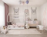 Łóżka - Łóżko drewniane 190x80 materac + szuflada DOMEK 2 - miniaturka - grafika 1