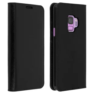 Etui Folio z Prawdziwej Skóry Samsung Galaxy S9 z miejscem na kartę Podstawka wideo Czarne - Etui i futerały do telefonów - miniaturka - grafika 1