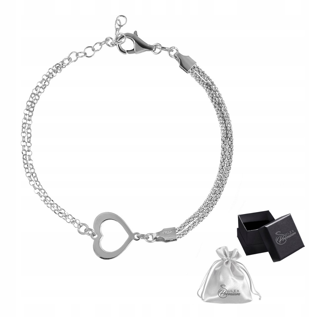 Elegancka Rodowana Bransoletka SERCE Bransoletka srebro pr. 925 dla Niej