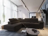Pościel - Masseno Narożnik SELVA L-S z funkcją spania i pojemnikiem na pościel Kształt L, Rozkładana sofa, Rogówka - Brązowy, MONOLITH 29 - miniaturka - grafika 1