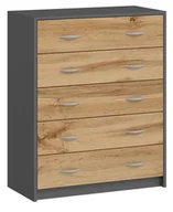 Szafki na buty - Pięciopoziomowa Szafka Na Buty Antracyt + Dąb Wotan G2-M79 - miniaturka - grafika 1